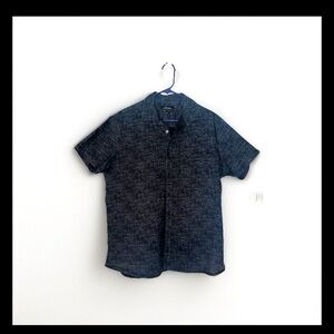 Marc Anthony Shirt Gray Blue Luxury Slim Moto Button Men's Size L Bloke Cotton